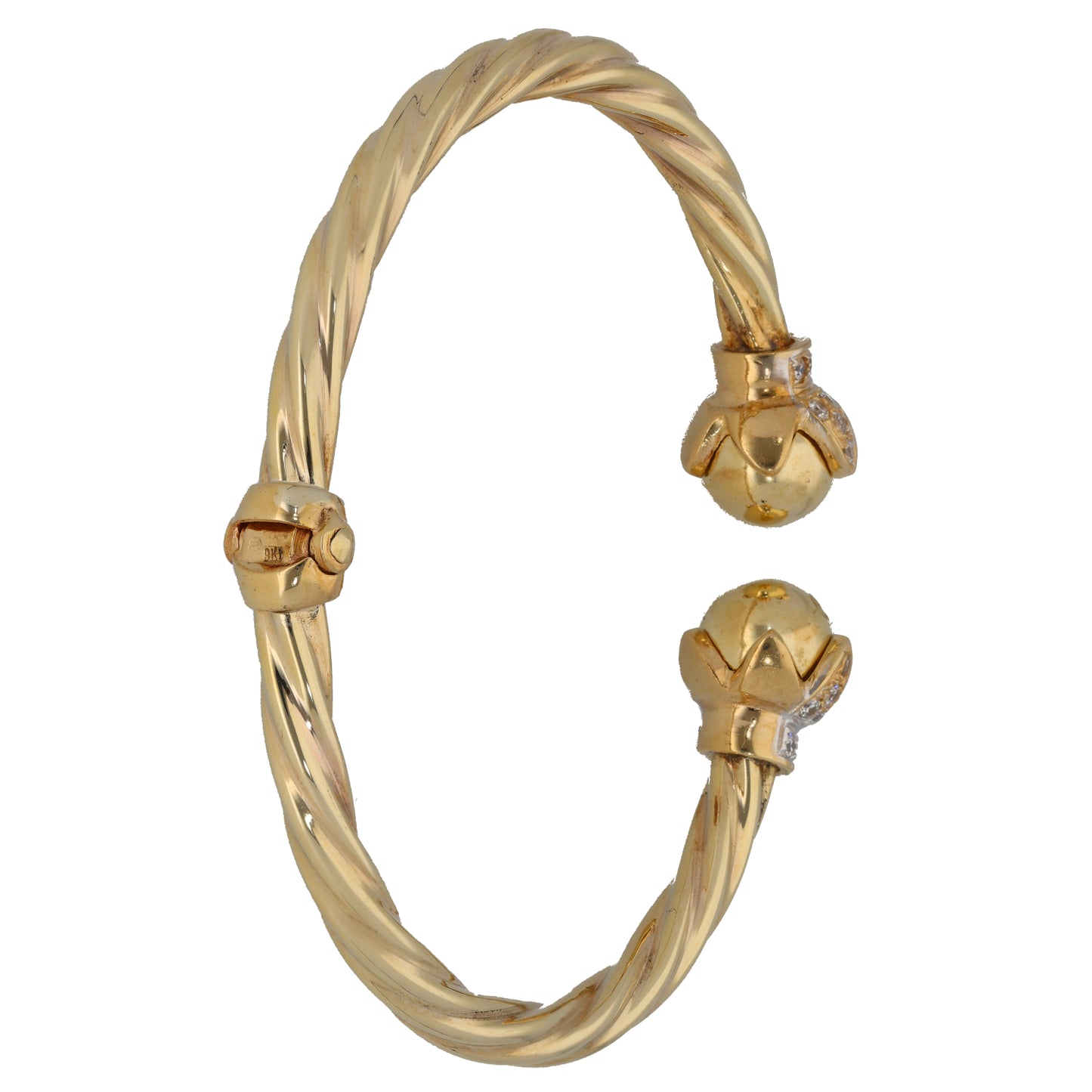 9ct Gold Cubic Zirconia Hinged/Clasp Bangle