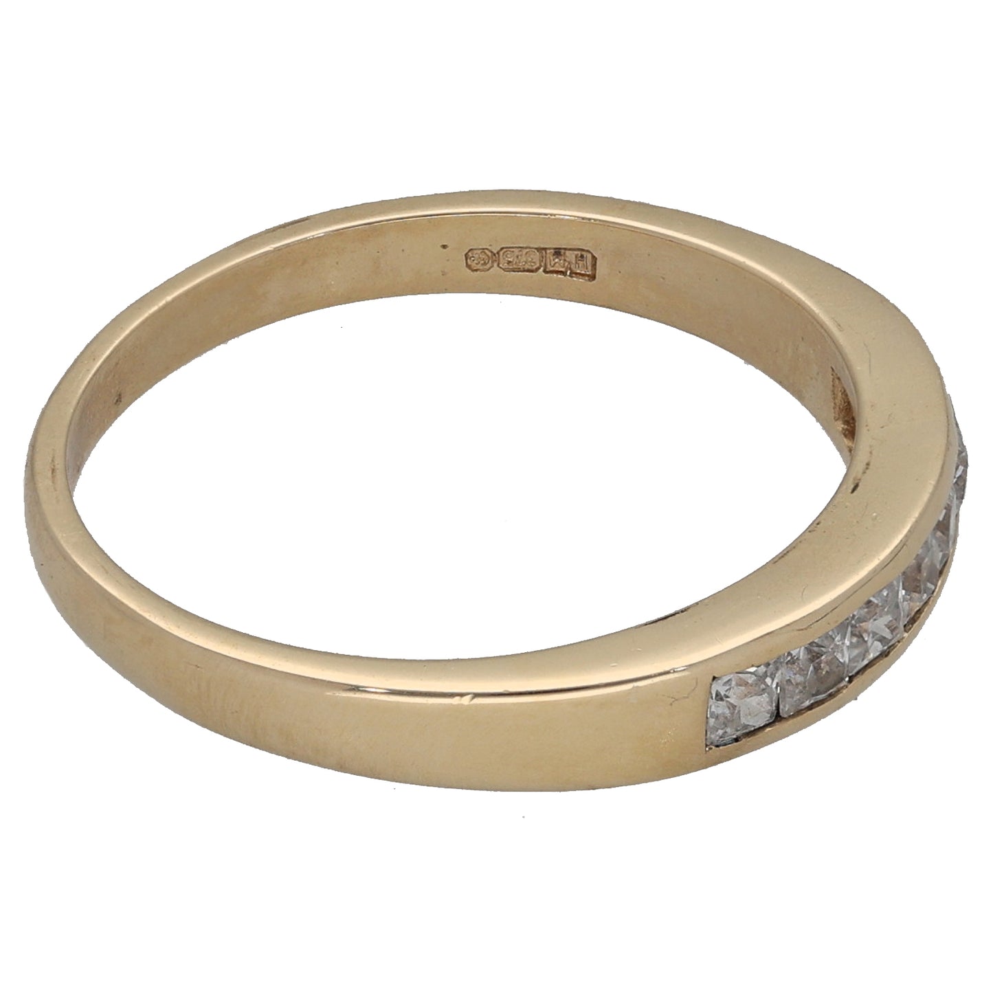 9ct Gold Cubic Zirconia Half Eternity Ring Size P