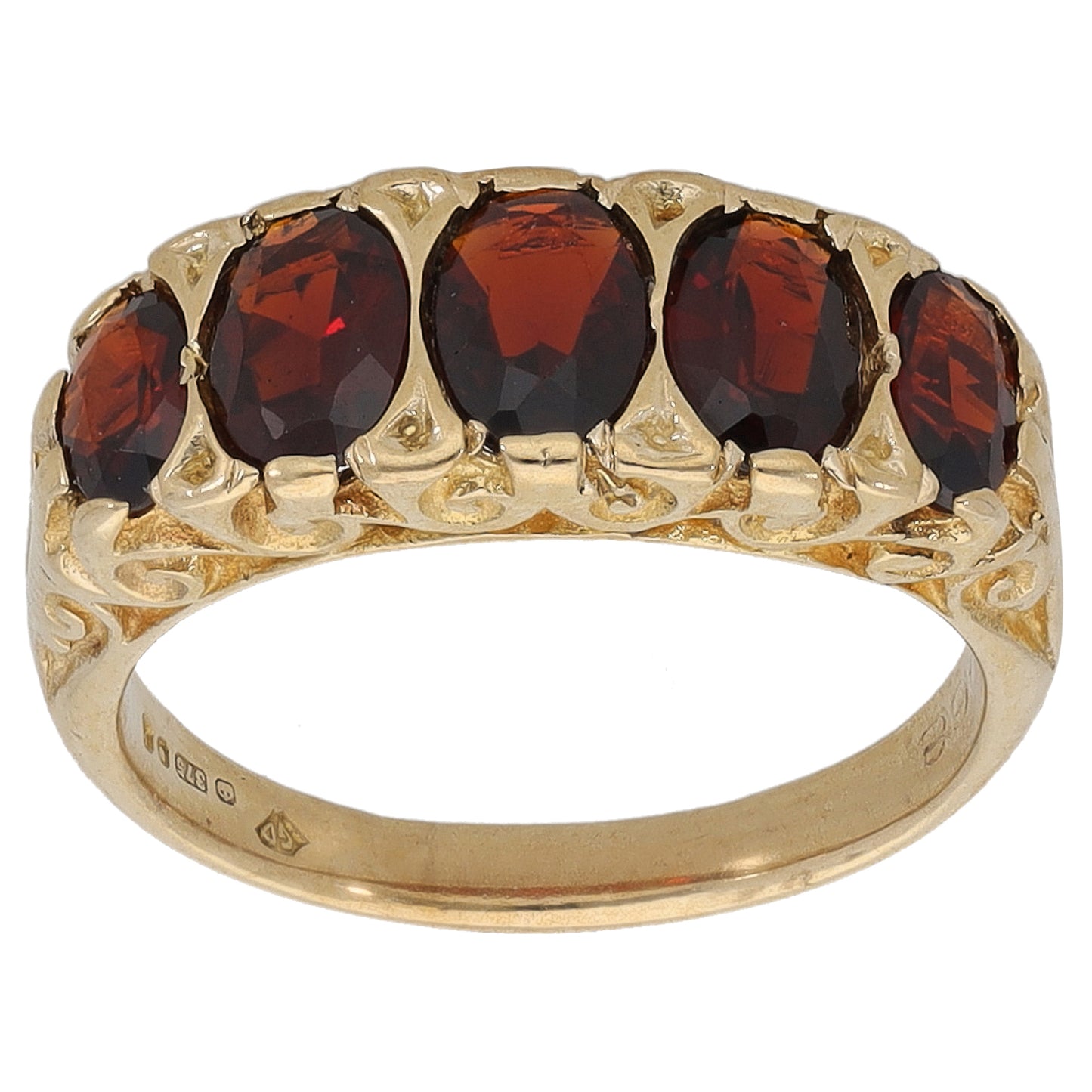 9ct Gold Garnet Dress/Cocktail Ring Size L