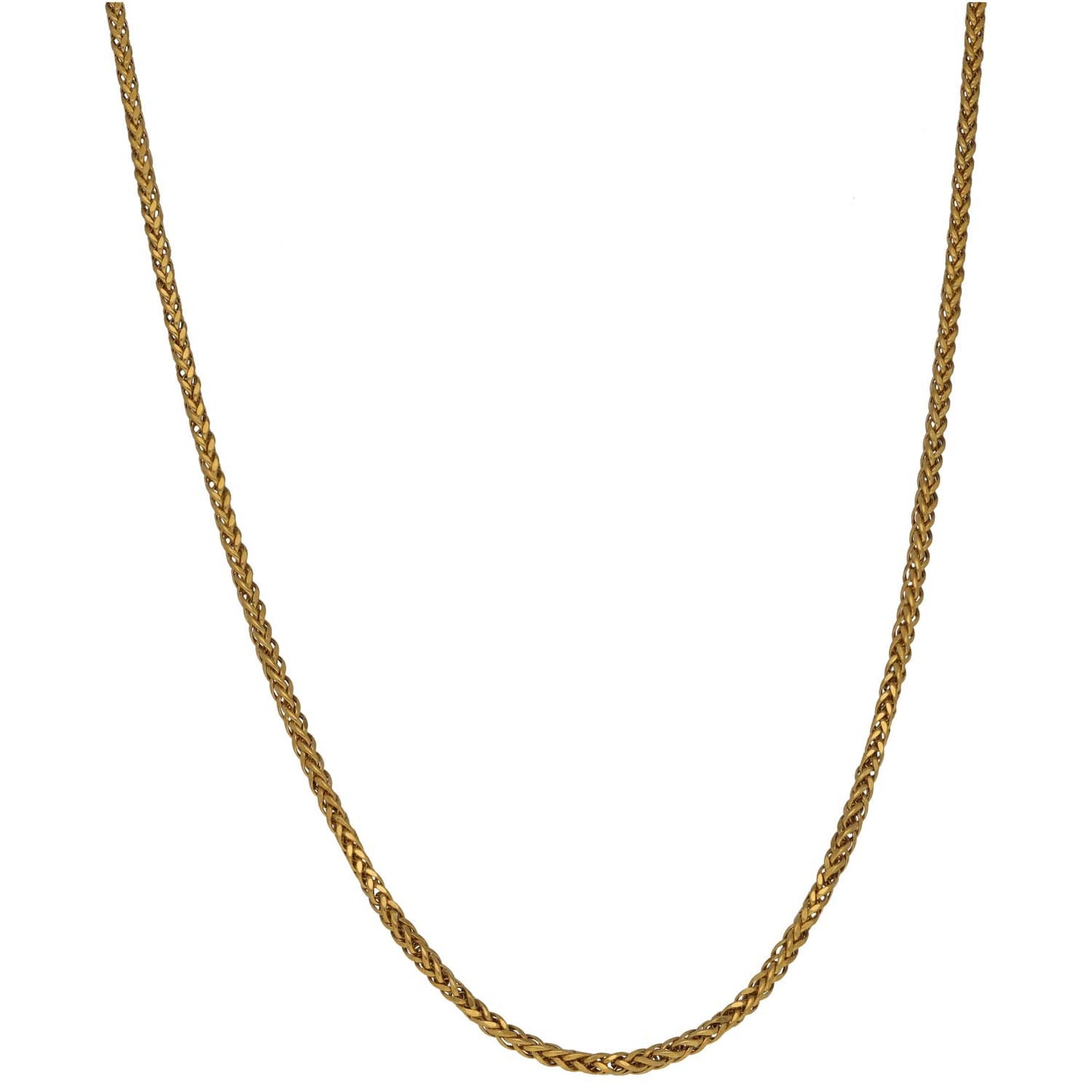 Gold rope chain necklace, twisted linked, 22 inch length