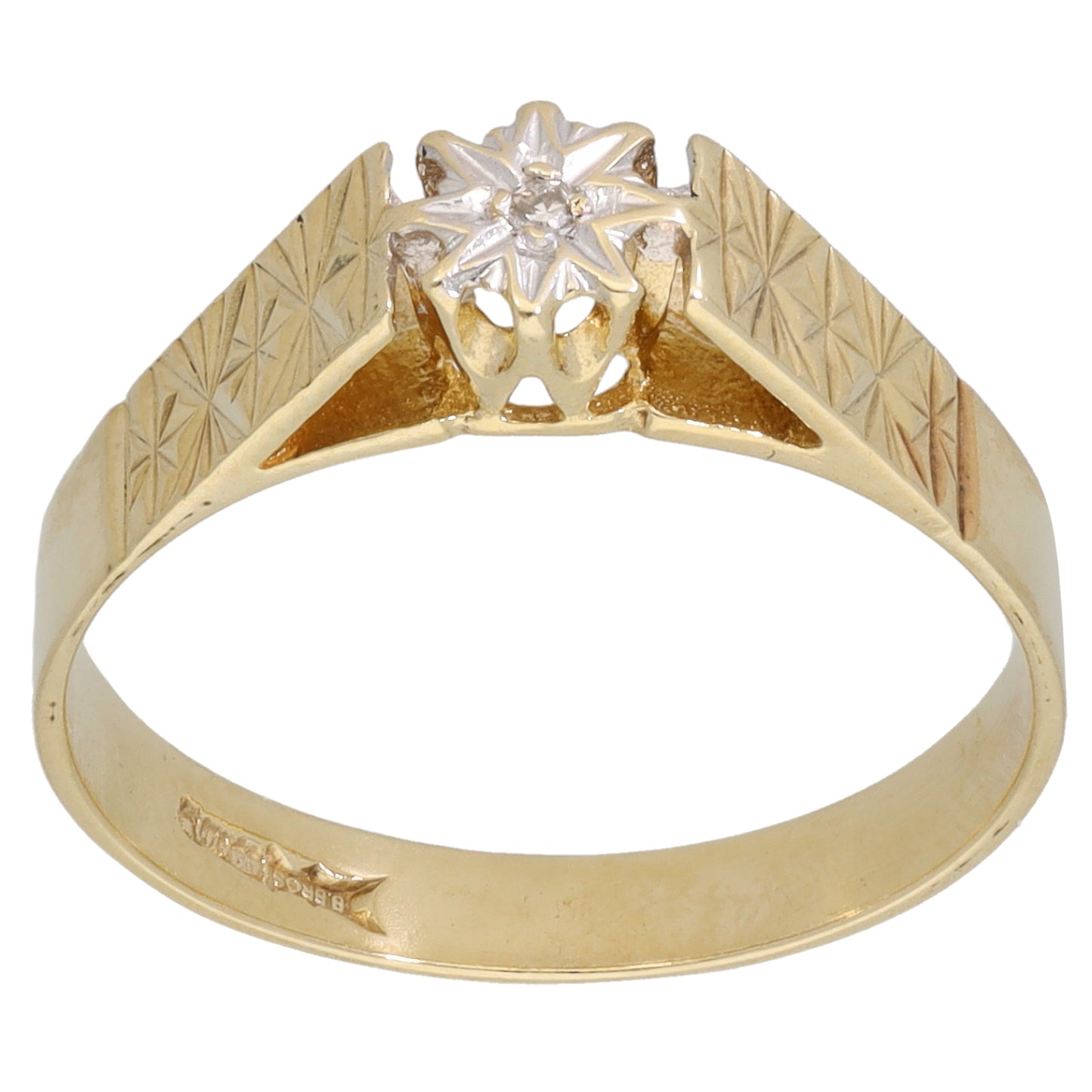 9ct Gold 0.01ct Diamond Solitaire Ring Size O