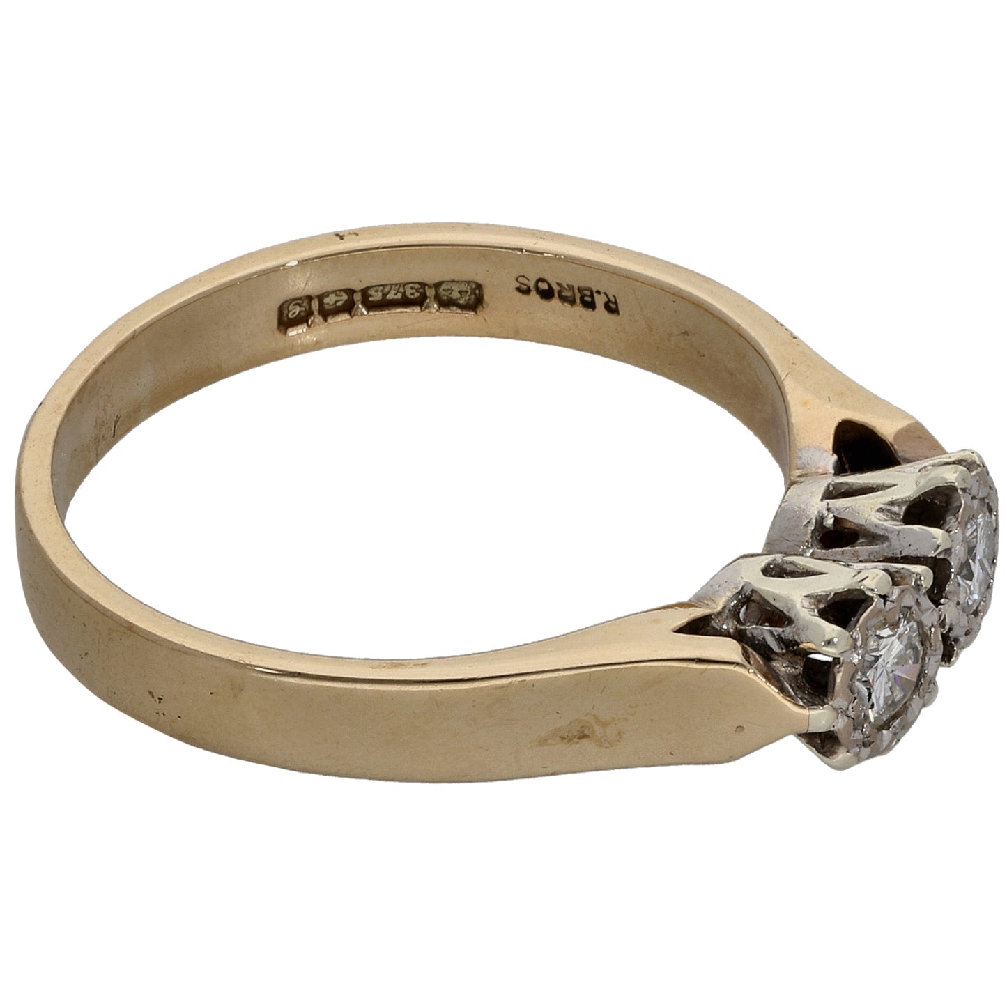 9ct Gold 0.20ct Diamond Two Stone Ring Size L