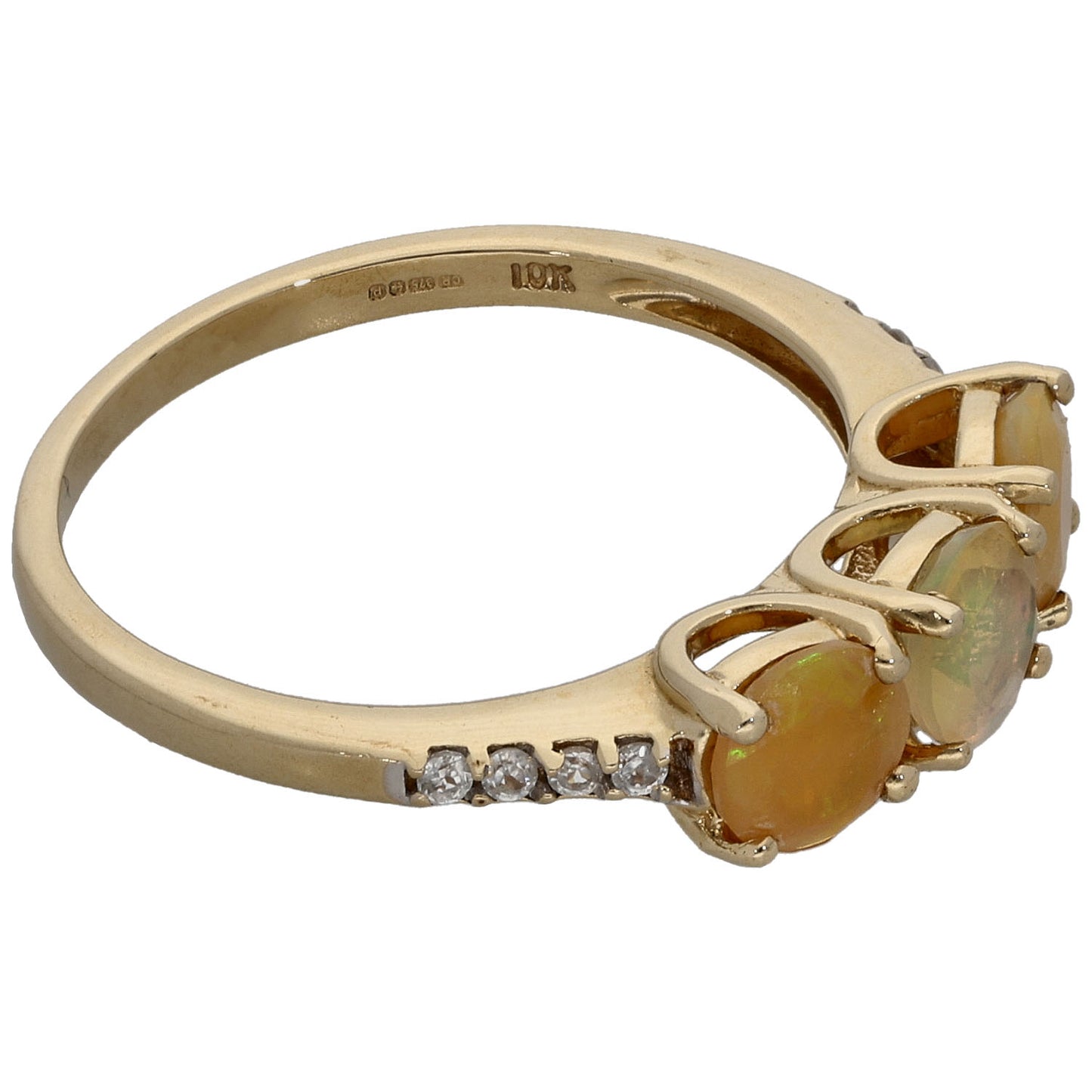 9ct Gold Opal & Cubic Zirconia Dress/Cocktail Ring Size O