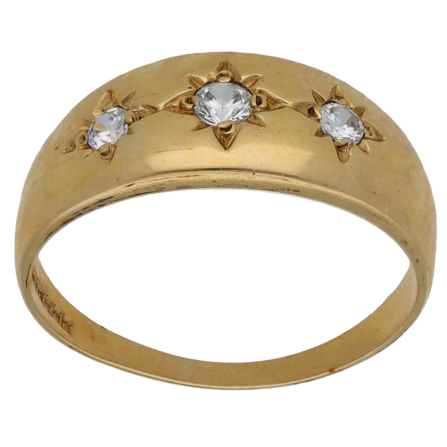 9ct Gold Cubic Zirconia Trilogy Ring Size S