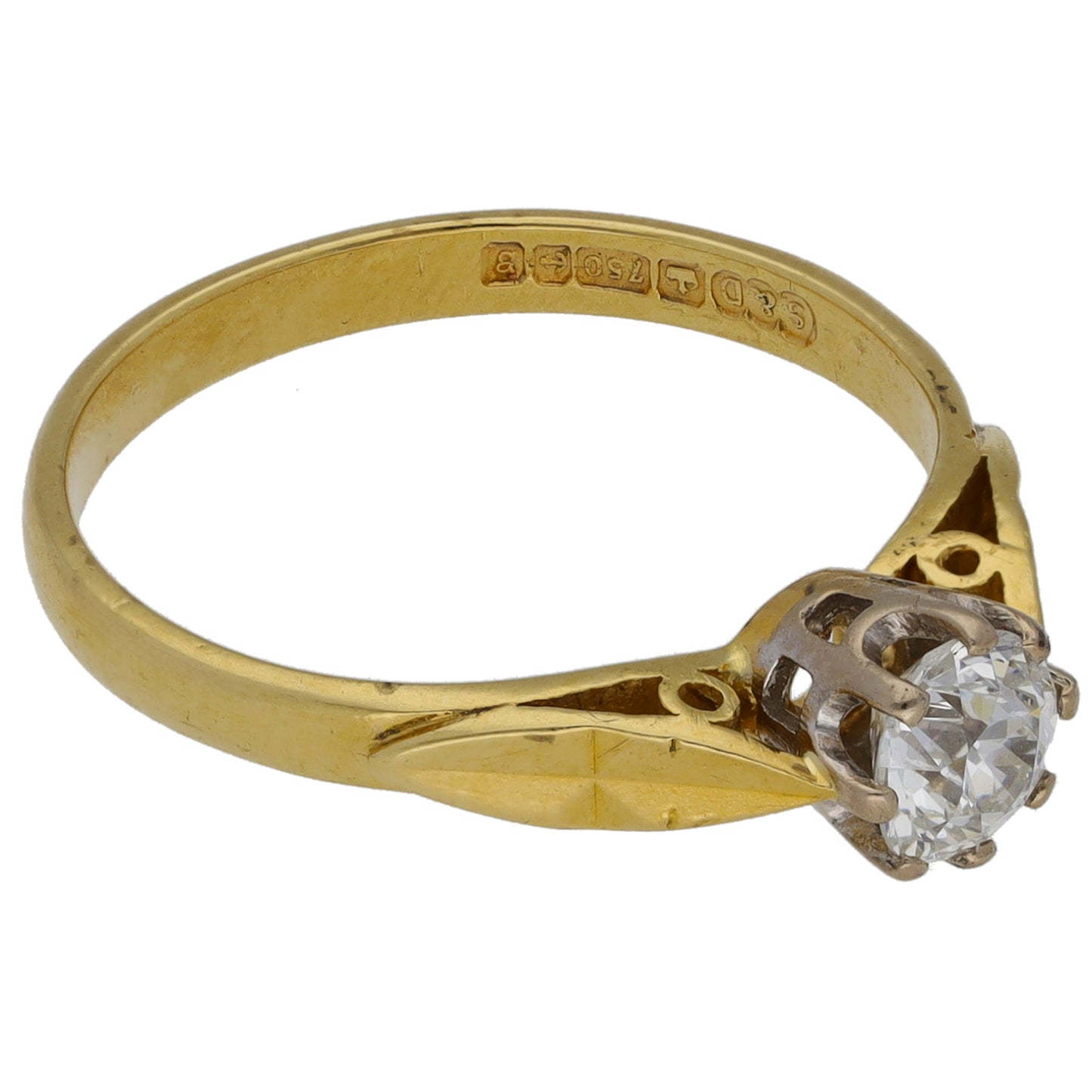 18ct Gold 0.47ct Diamond Solitaire Ring Size M