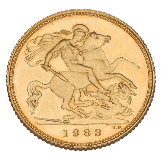 22ct Gold Queen Elizabeth II Half Sovereign Coin 1983