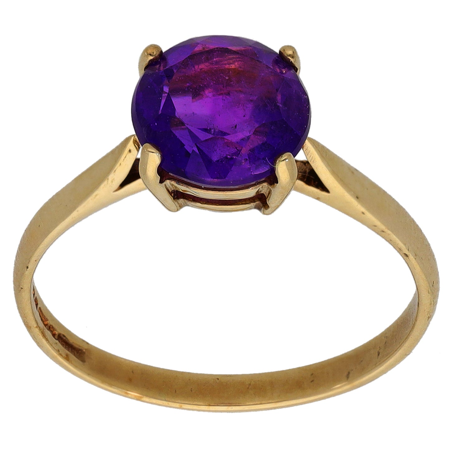 9ct Gold Amethyst Single Stone Ring Size O