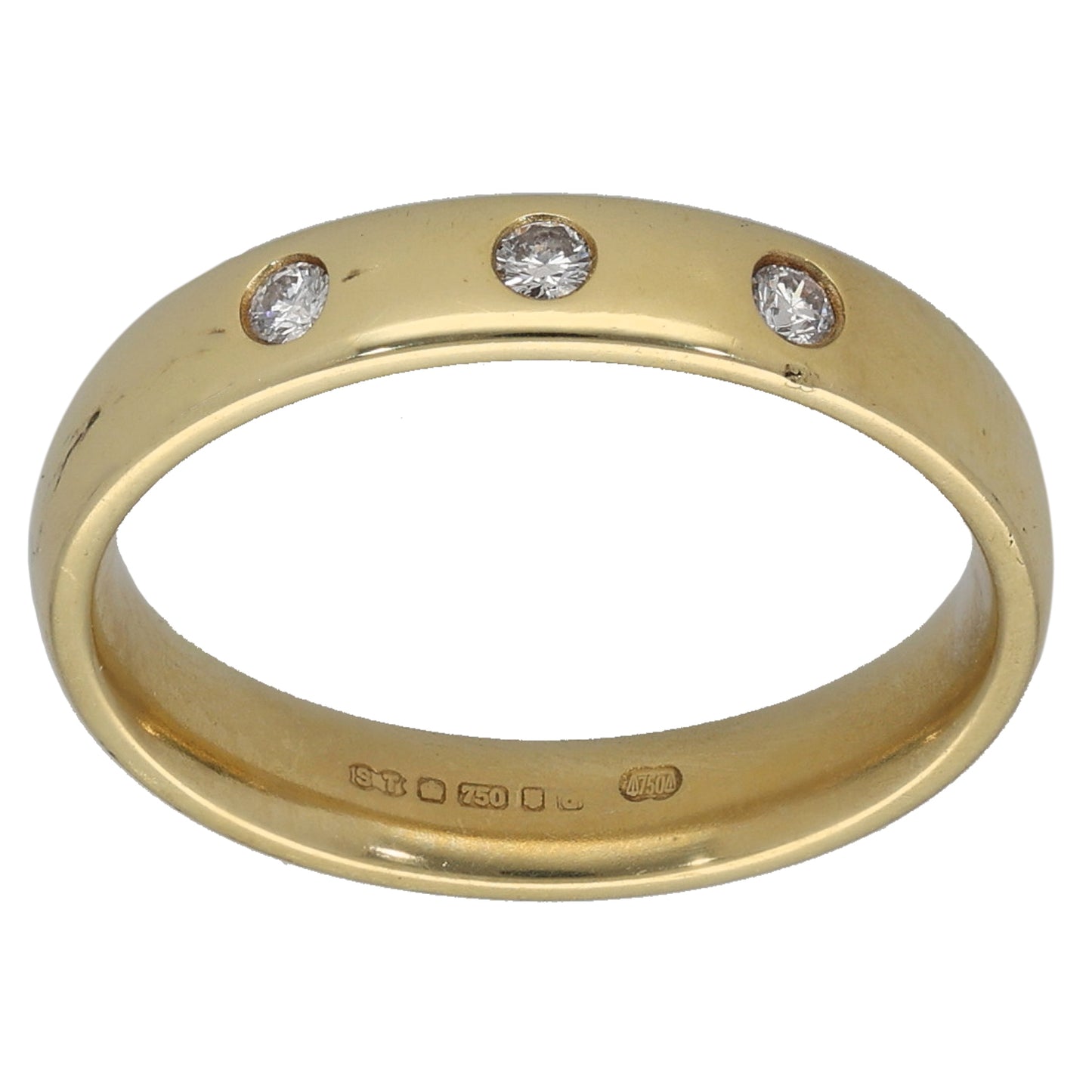18ct Gold 0.09ct Diamond Three Stone Ring Size L