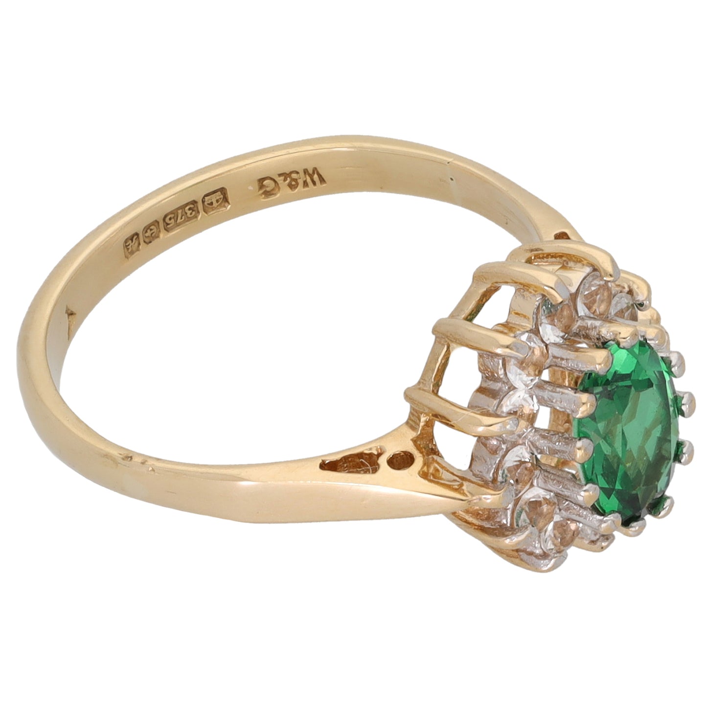 9ct Gold Garnet & Imitation Gems Dress/Cocktail Ring Size O