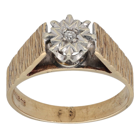 9ct Gold 0.04ct Diamond Solitaire Ring Size L