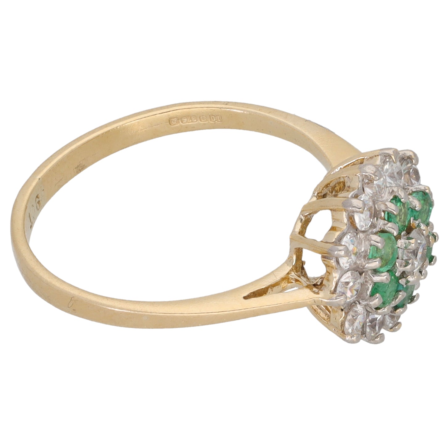 9ct Gold Emerald & Cubic Zirconia Dress/Cocktail Ring Size M