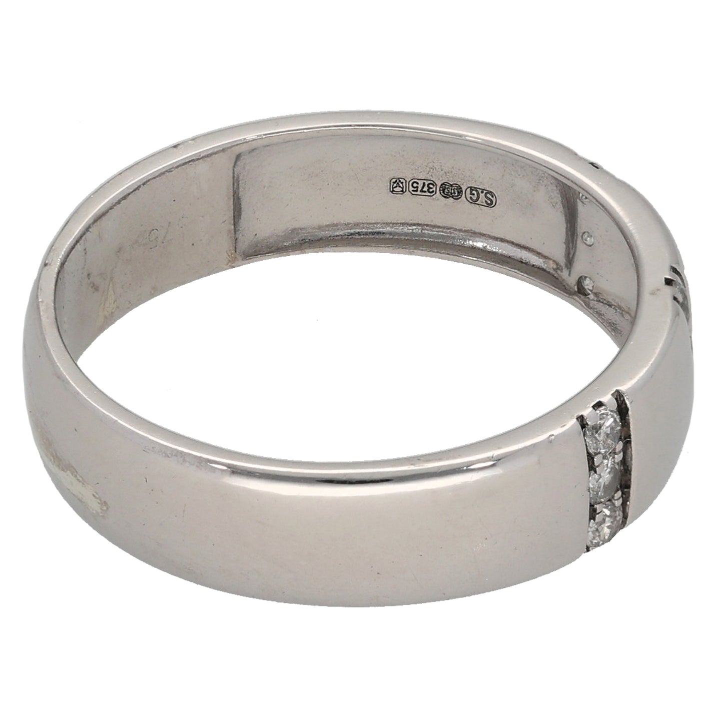 9ct White Gold 0.16ct Diamond Half Eternity Ring Size O