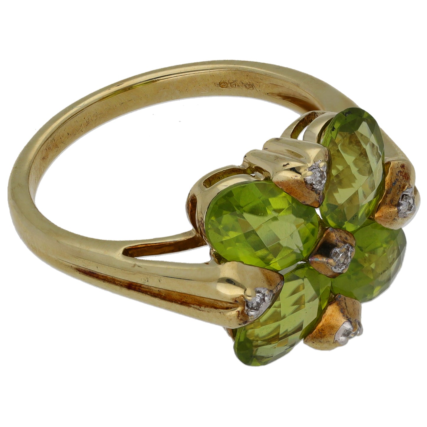 9ct Gold Sphene & 0.025ct Diamond Dress/Cocktail Ring Size O