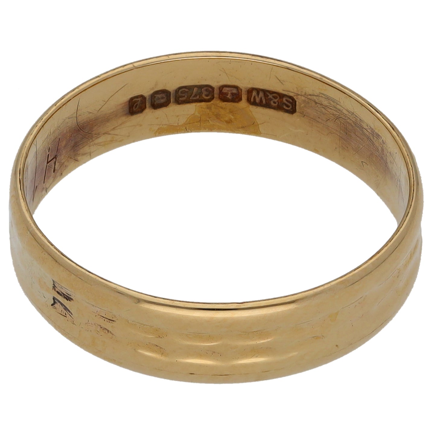 9ct Gold Patterned Wedding Ring Size P