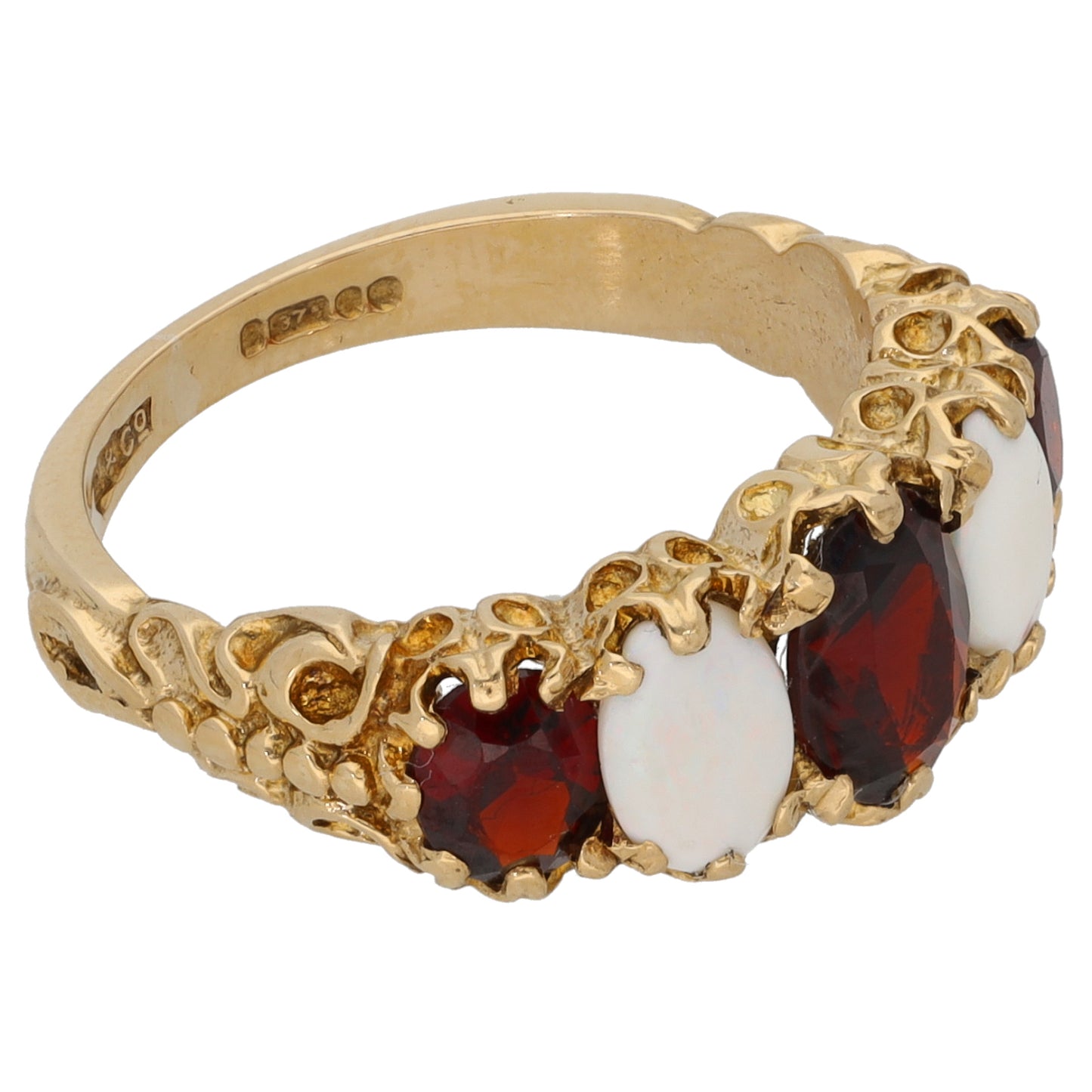 9ct Gold Opal & Garnet Dress/Cocktail Ring Size L
