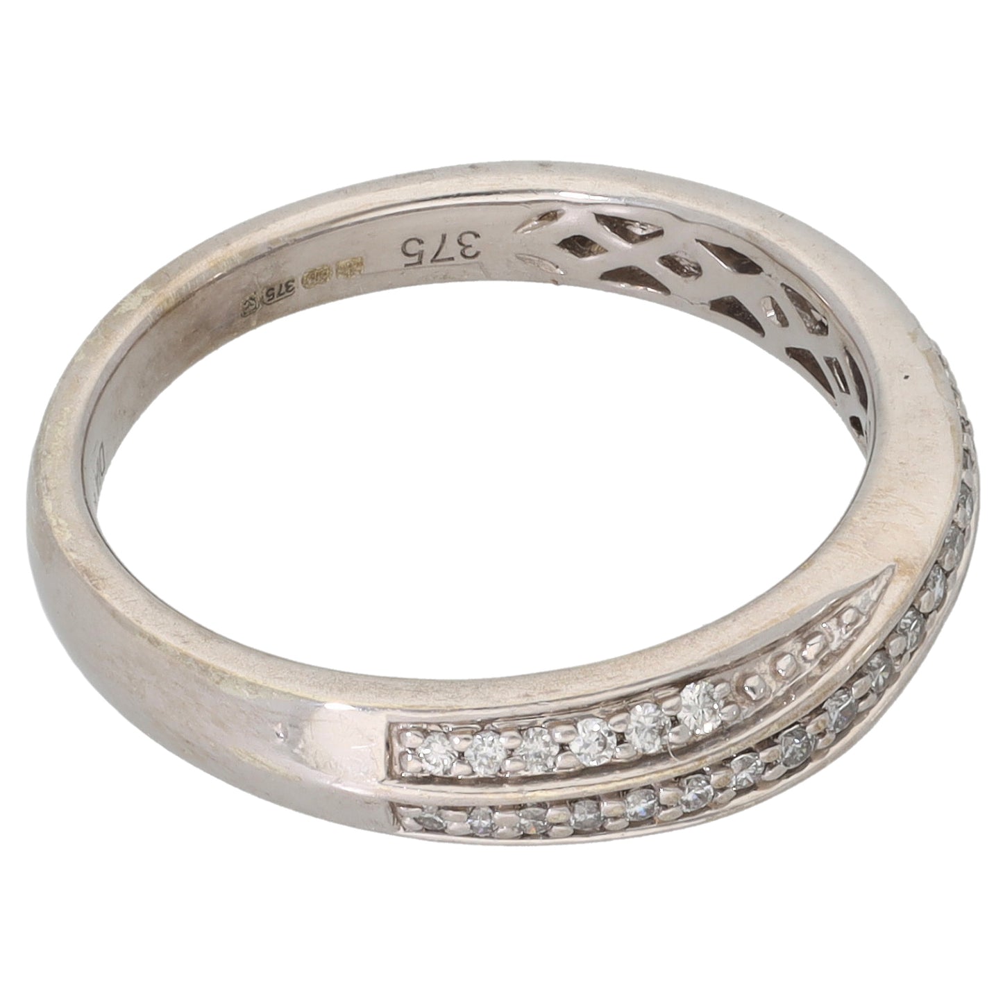 9ct White Gold 0.13ct Diamond Half Eternity Ring Size L