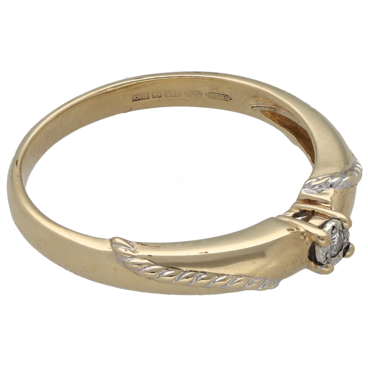 9ct Gold 0.02ct Diamond Solitaire Ring Size P