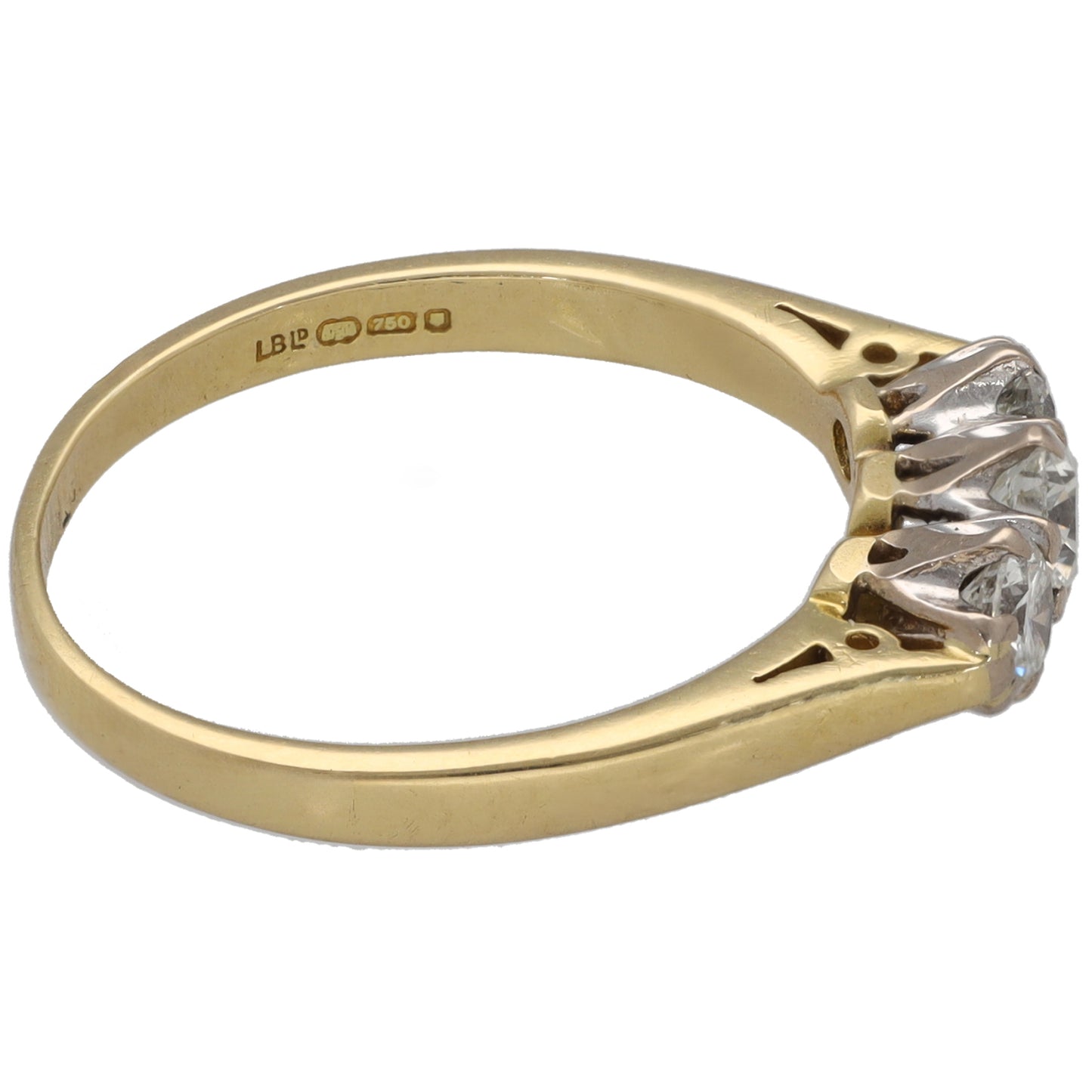18ct Gold 0.50ct Diamond Trilogy Ring Size N