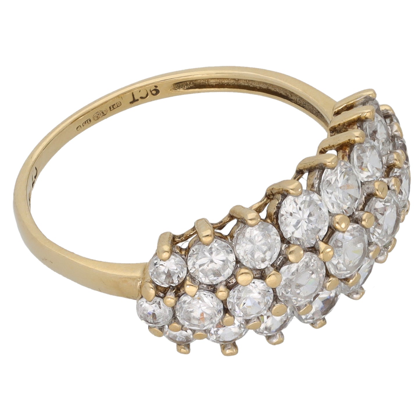 9ct Gold Cubic Zirconia Dress/Cocktail Ring Size M