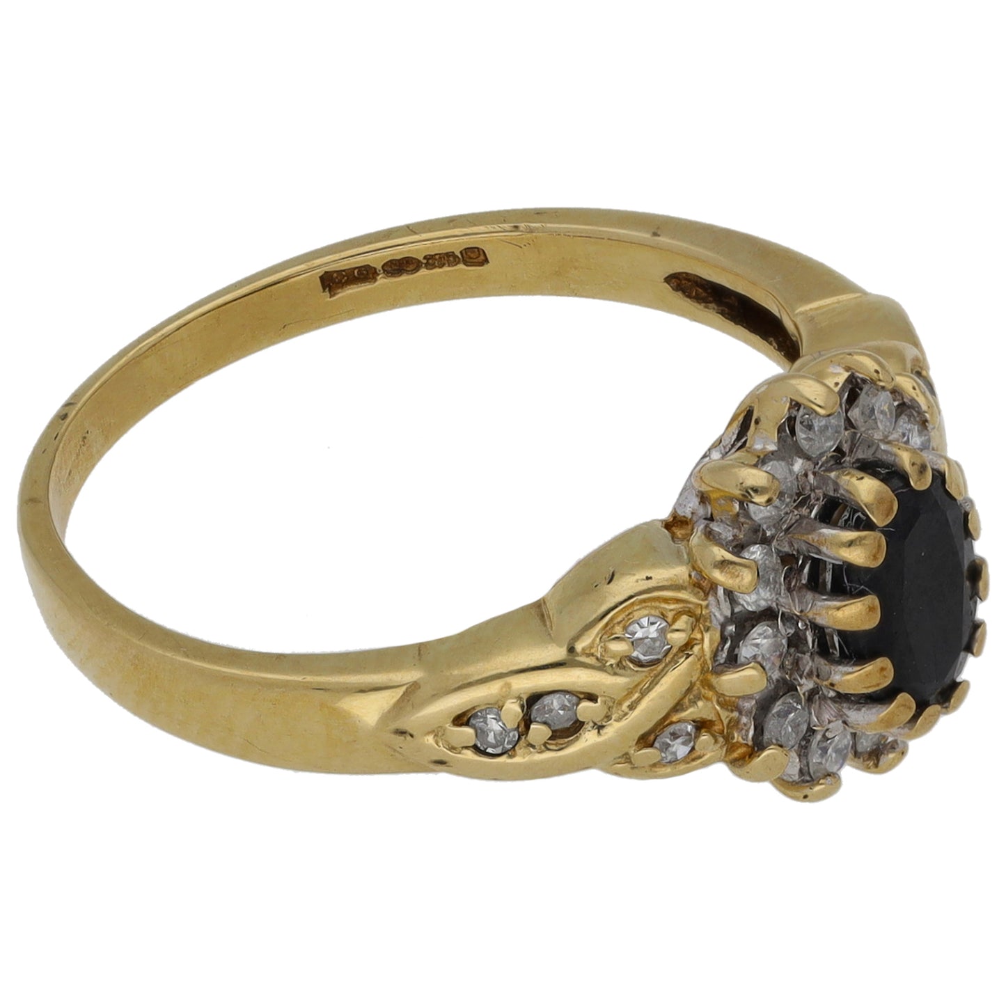 9ct Gold 0.20ct Diamond & Sapphire Dress/Cocktail Ring Size M