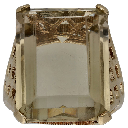 9ct Gold Quartz Single Stone Ring Size M