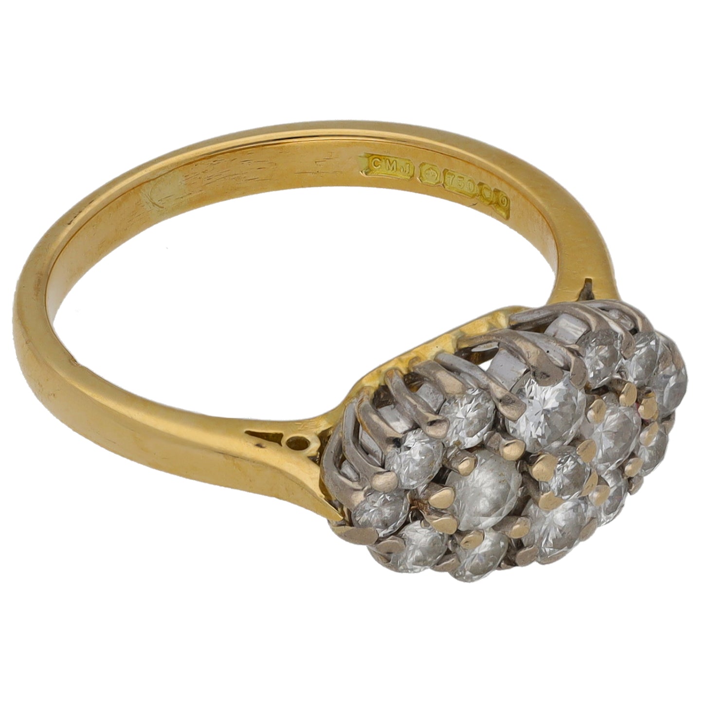18ct Gold 0.61ct Diamond Cluster Ring Size K