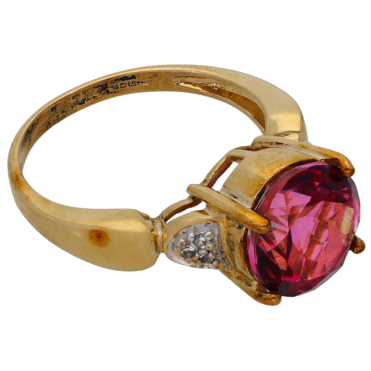 9ct Gold Coated Topaz & Imitation Dress/Cocktail Ring Size N