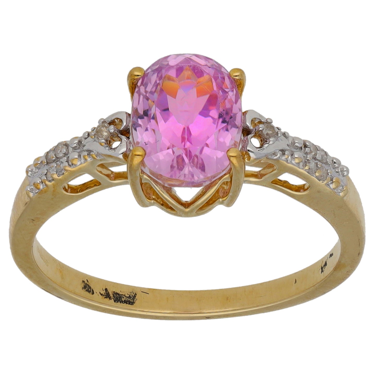 9ct Gold 0.05ct Diamond & Kunzite Dress/Cocktail Ring Size N