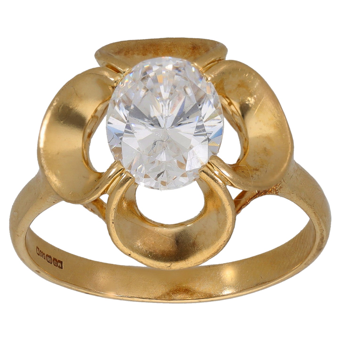 14ct Gold Cubic Zirconia Single Stone Ring Size T