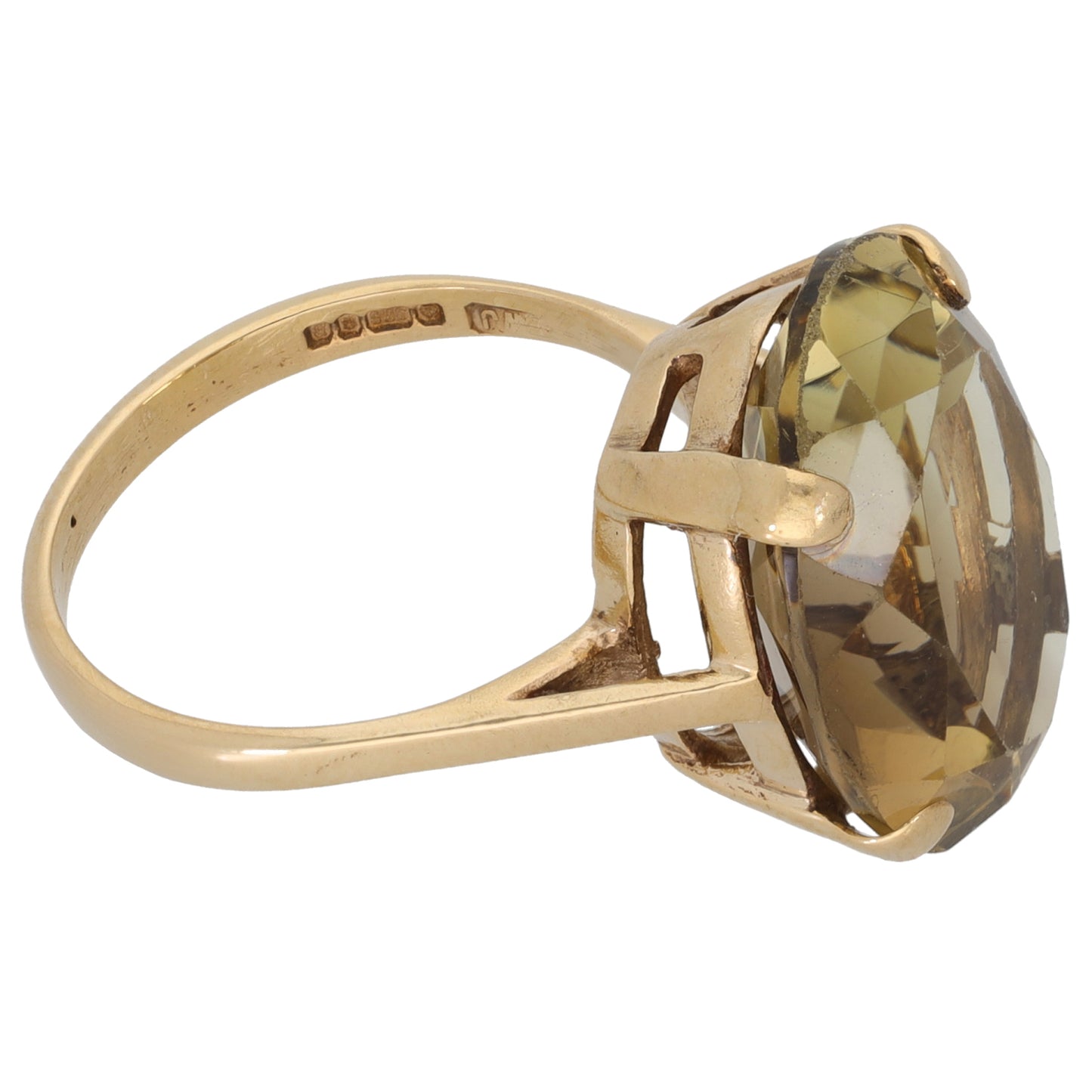 9ct Gold Smoky Quartz Single Stone Ring Size N