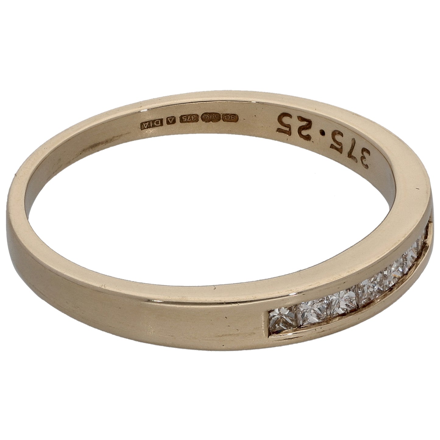 9ct Gold 0.25ct Diamond Half Eternity Ring Size P