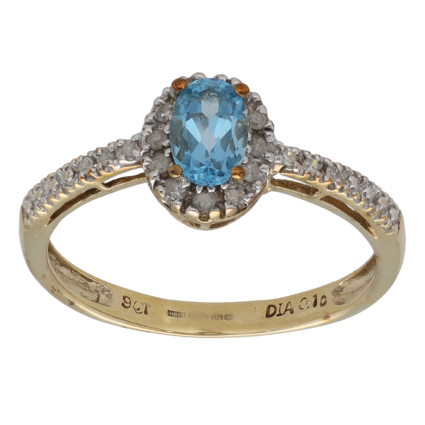 9ct Gold Topaz & 0.10ct Diamond Dress/Cocktail Ring Size N