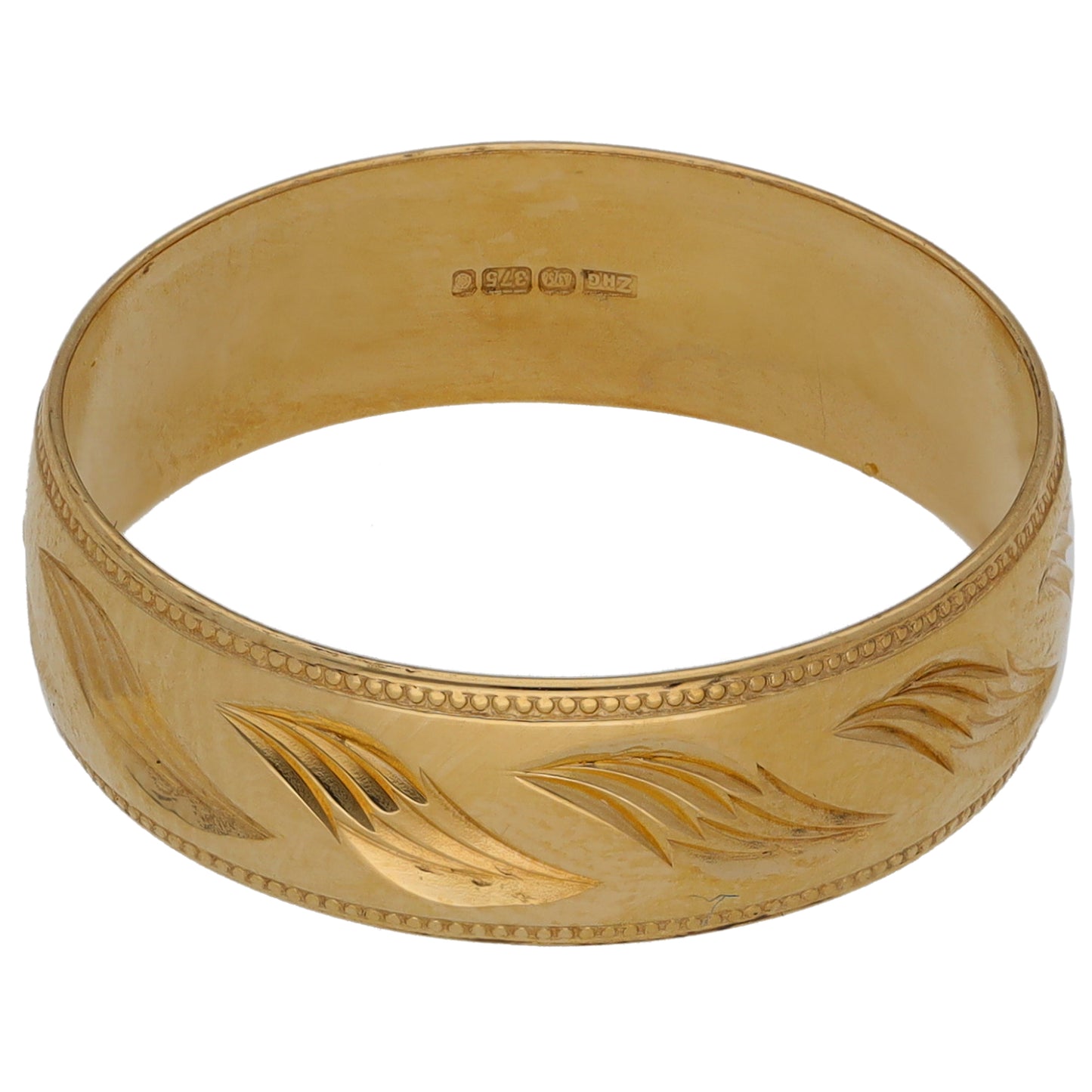 9ct Gold Patterned Wedding Ring Size T