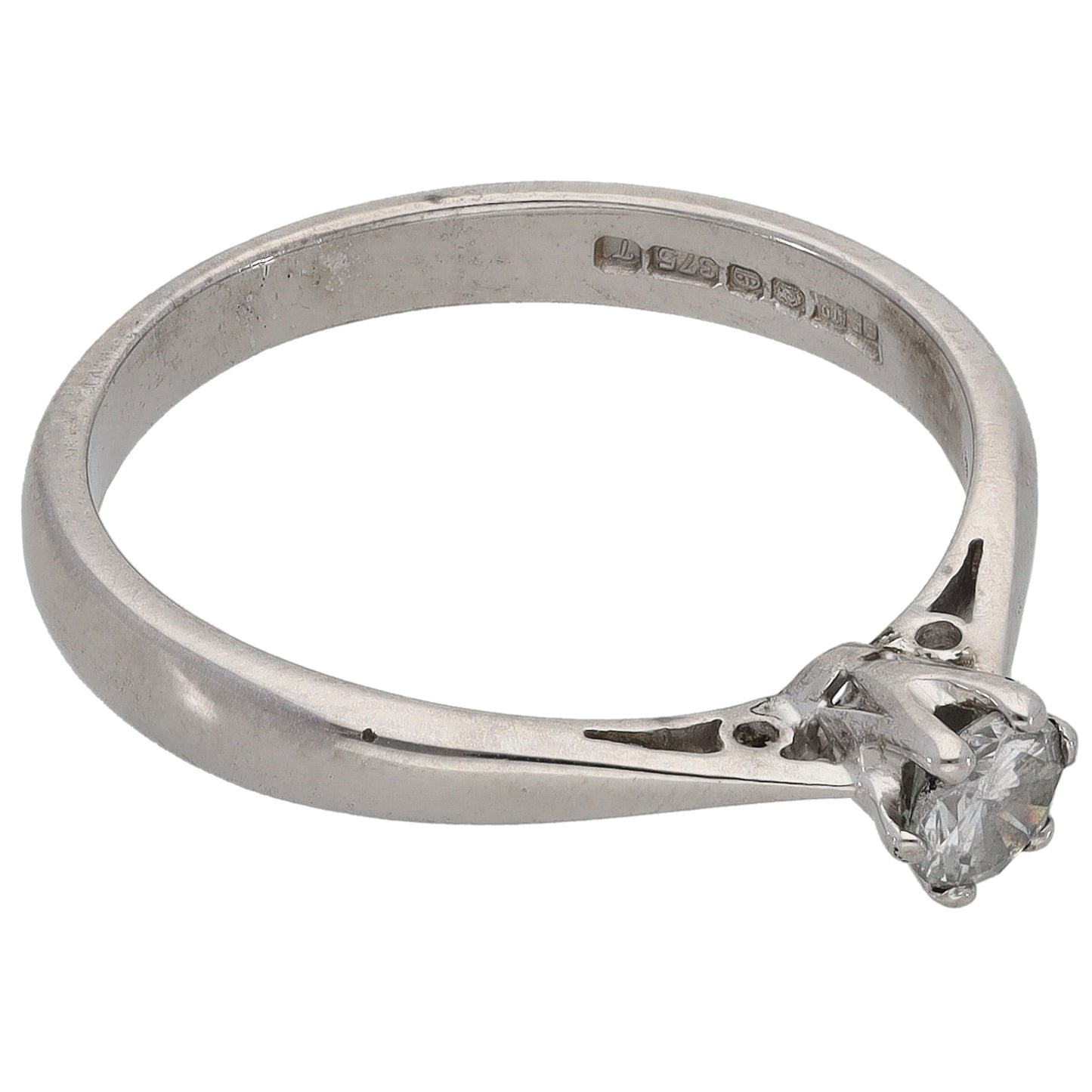 9ct White Gold 0.23ct Diamond Solitaire Ring Size N