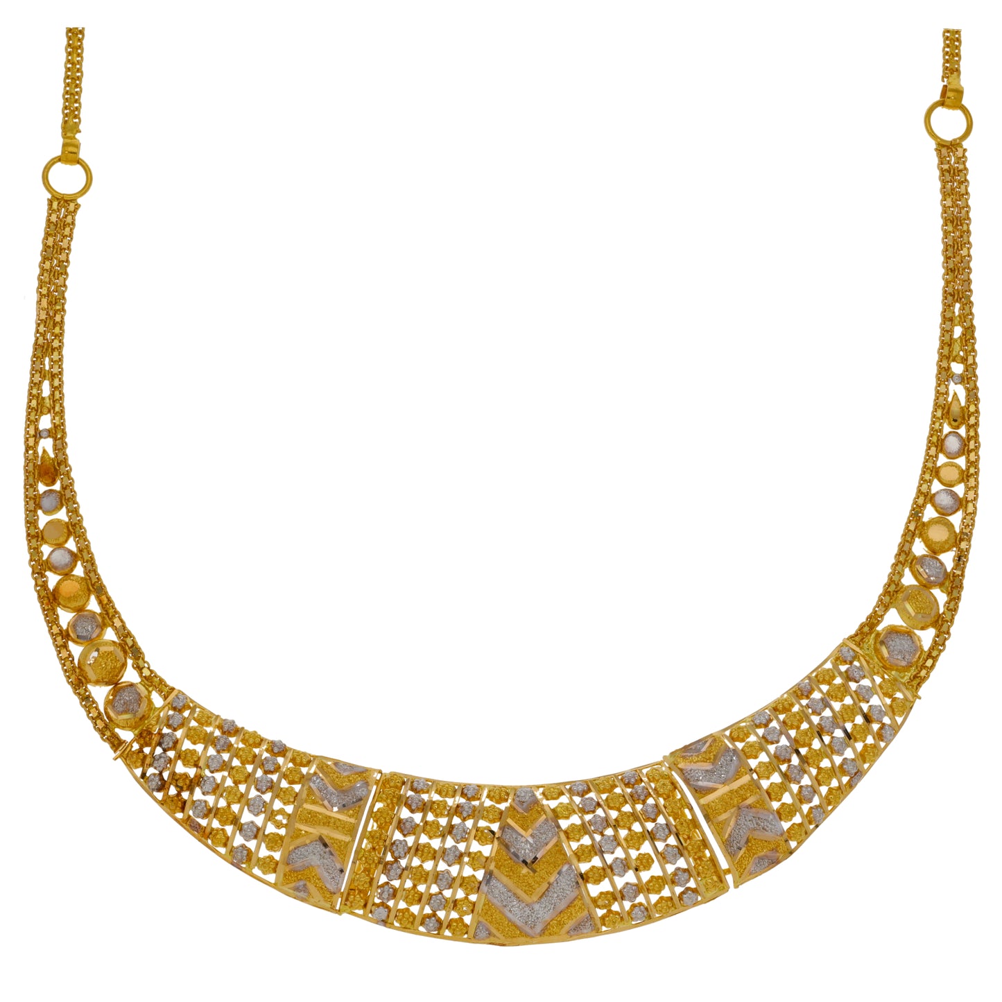 22ct Bi-Colour Gold Fancy Necklace 18"