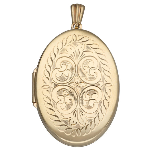 9ct Gold Patterned Locket Pendant