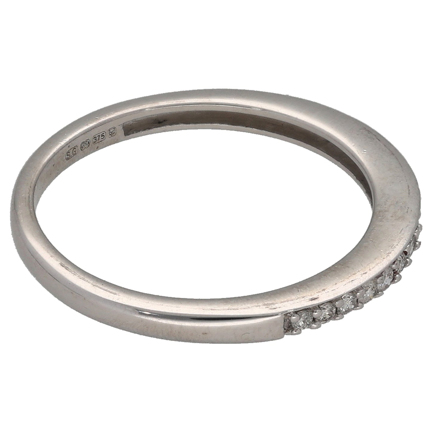 9ct White Gold 0.11ct Diamond Half Eternity Ring Size L