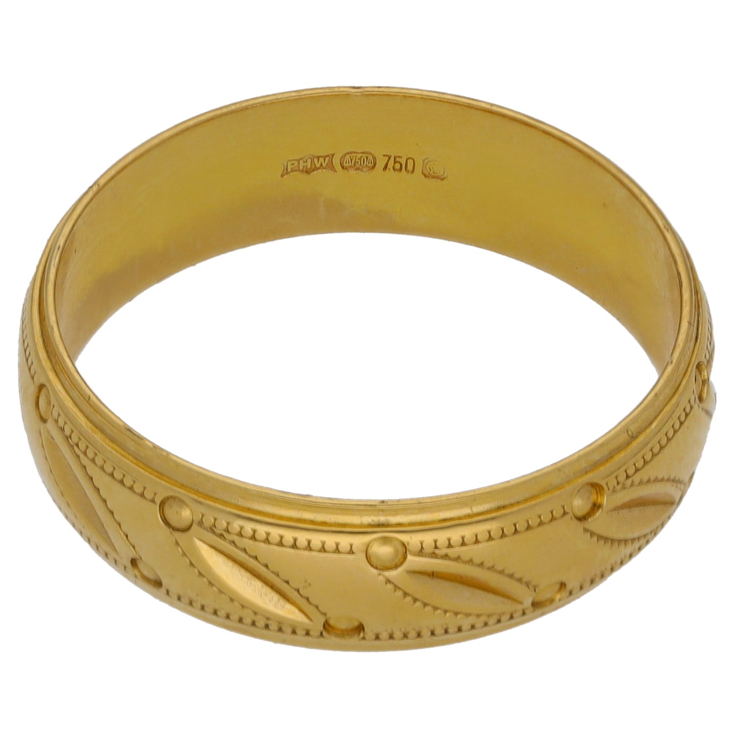 18ct Gold Patterned Wedding Ring Size T