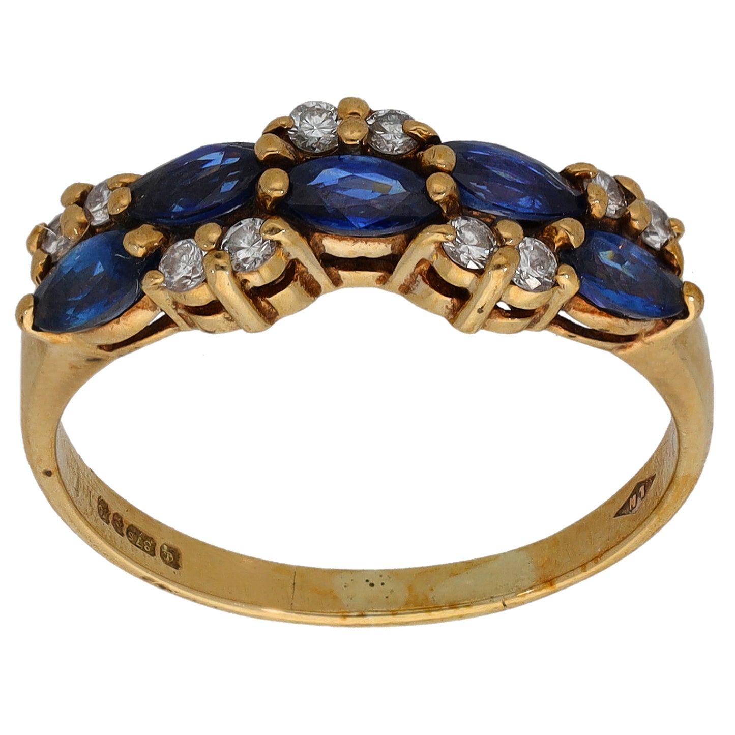 9ct Gold Sapphire & 0.20ct Diamond Dress/Cocktail Ring Size P