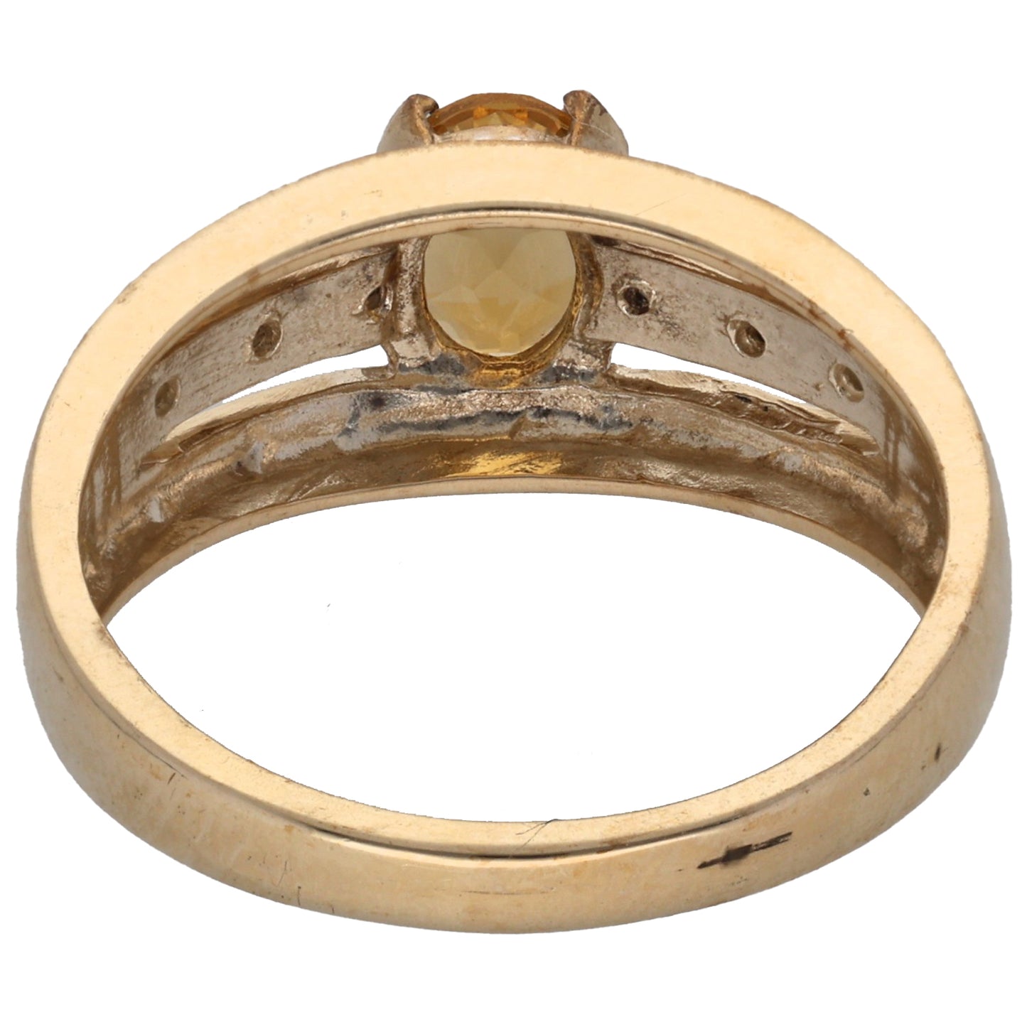 9ct Gold Citrine & 0.03ct Diamond Dress/Cocktail Ring Size P