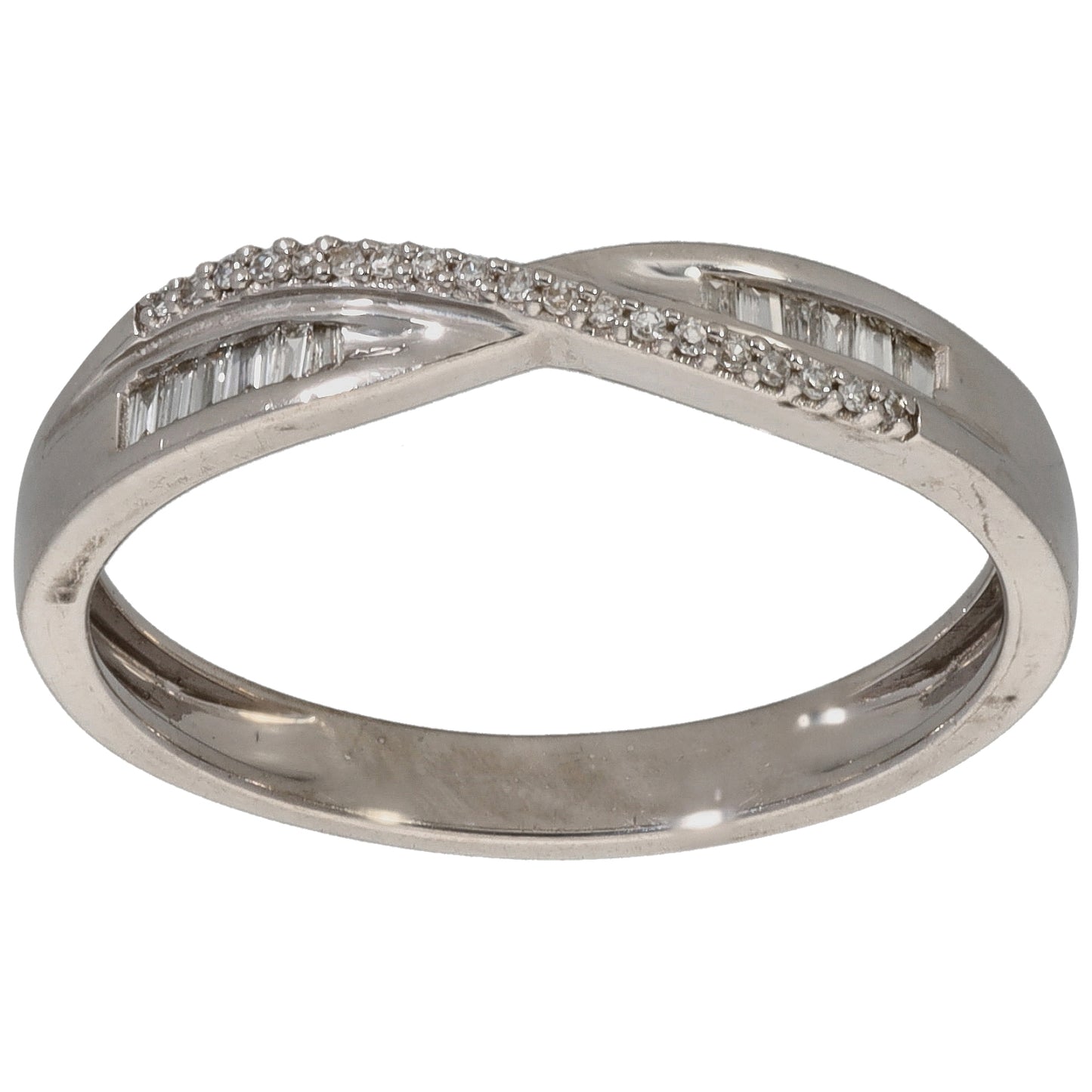 9ct White Gold 0.10ct Diamond Half Eternity Ring Size O