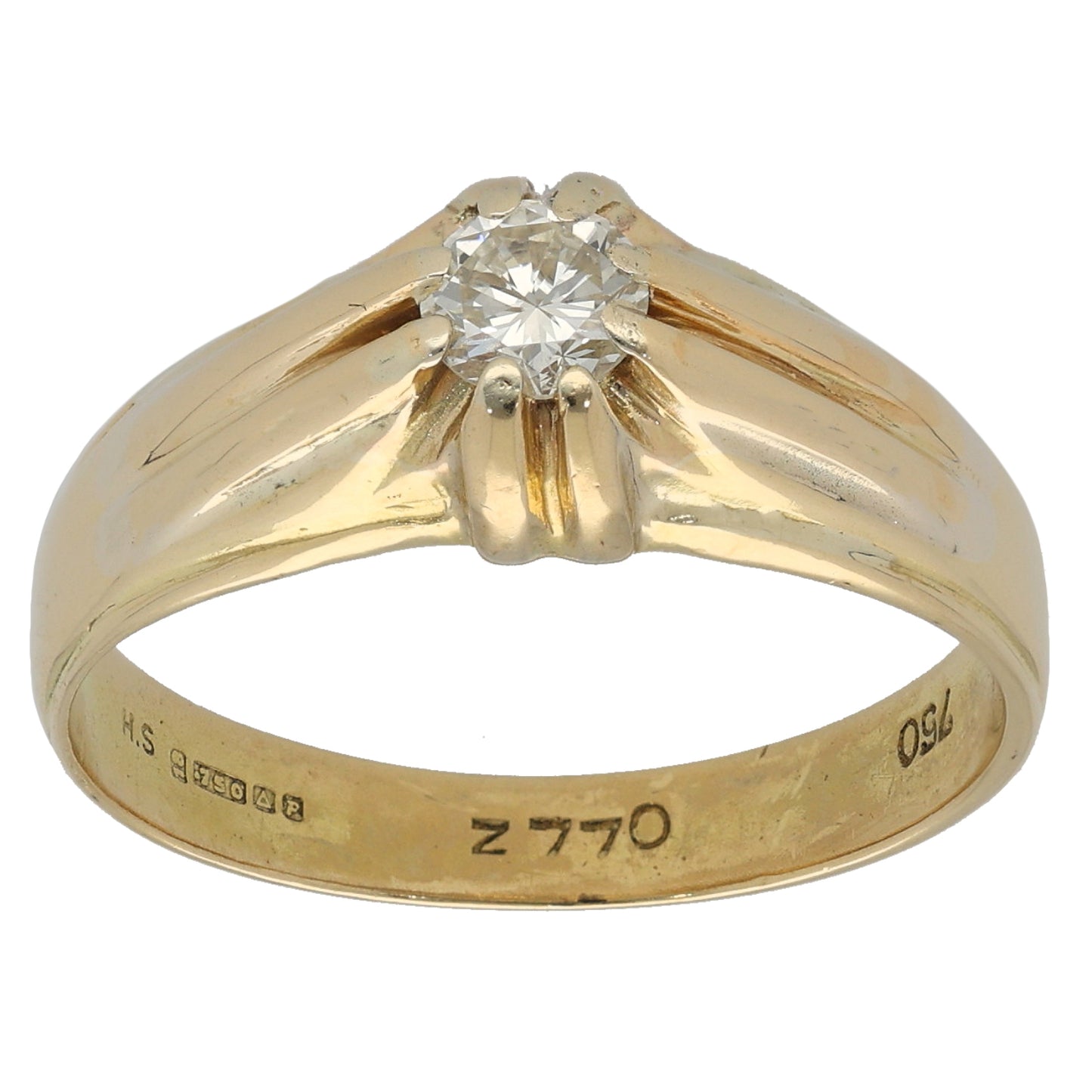 18ct Gold 0.34ct Diamond Solitaire Ring Size T