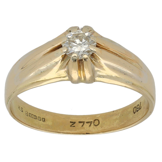 18ct Gold 0.34ct Diamond Solitaire Ring Size T