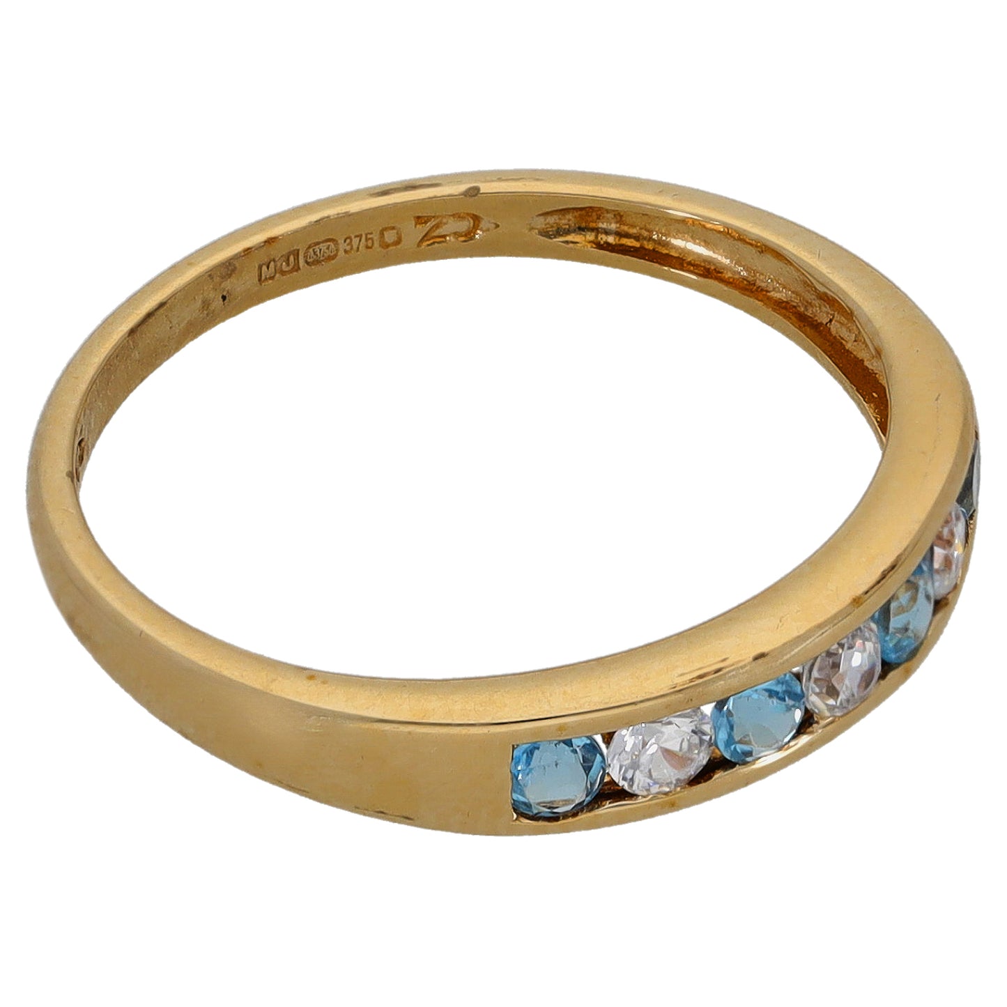 9ct Gold Topaz & Cubic Zirconia Half Eternity Ring Size N