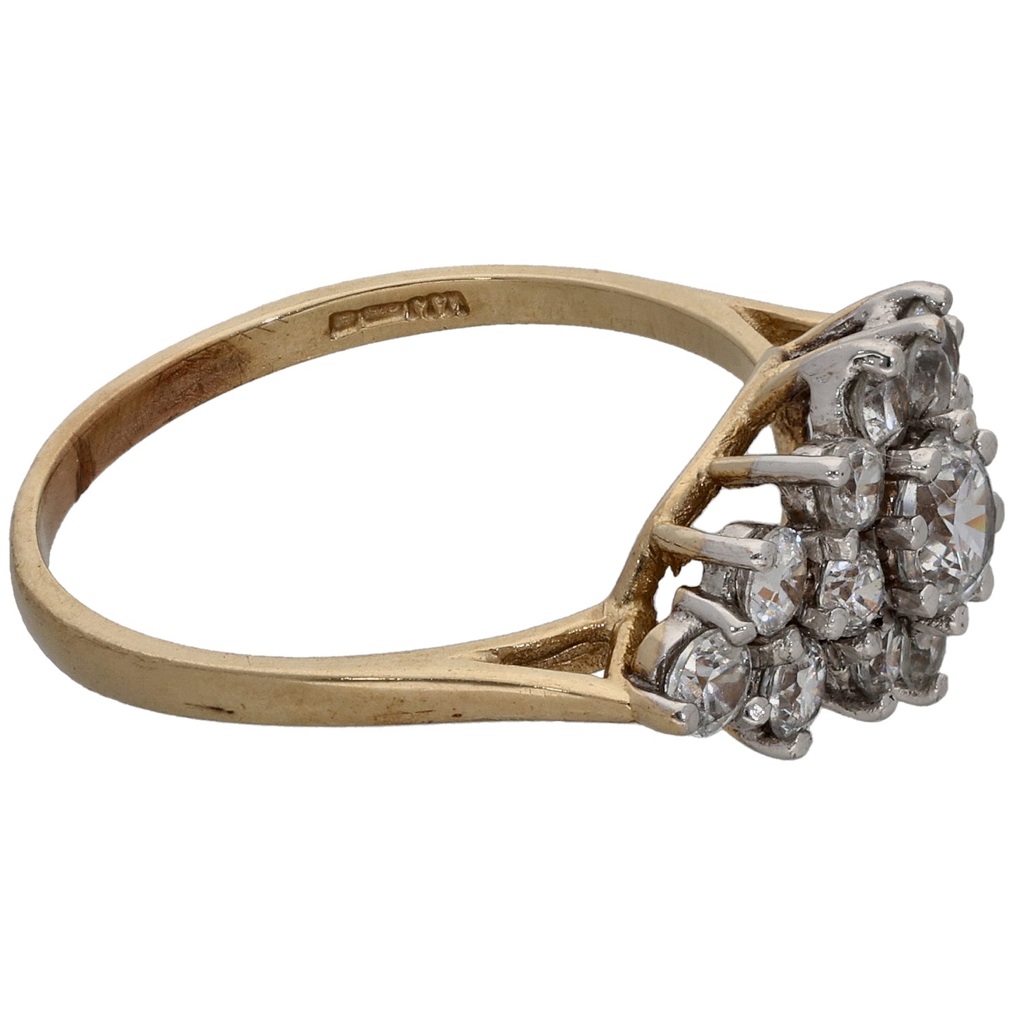 9ct Gold Cubic Zirconia Cluster Ring Size N