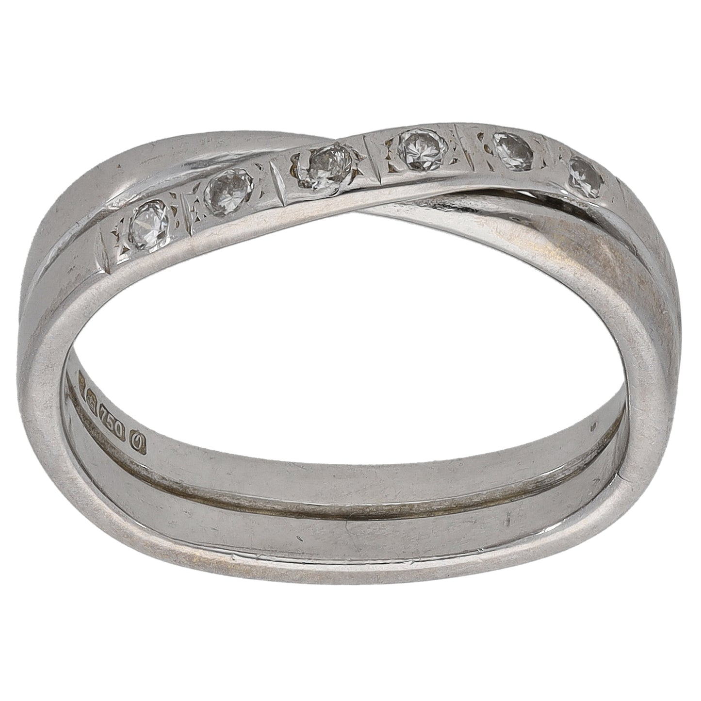 18ct White Gold 0.06ct Diamond Half Eternity Ring Size K
