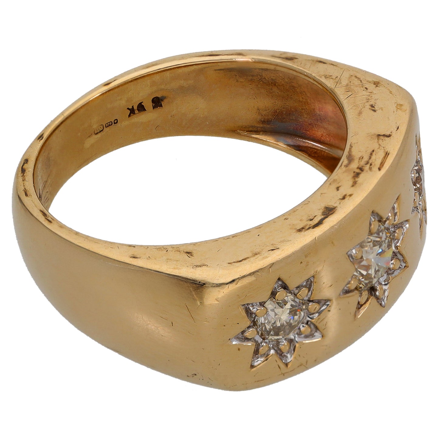 9ct Gold 0.80ct Diamond Three Stone Ring Size T
