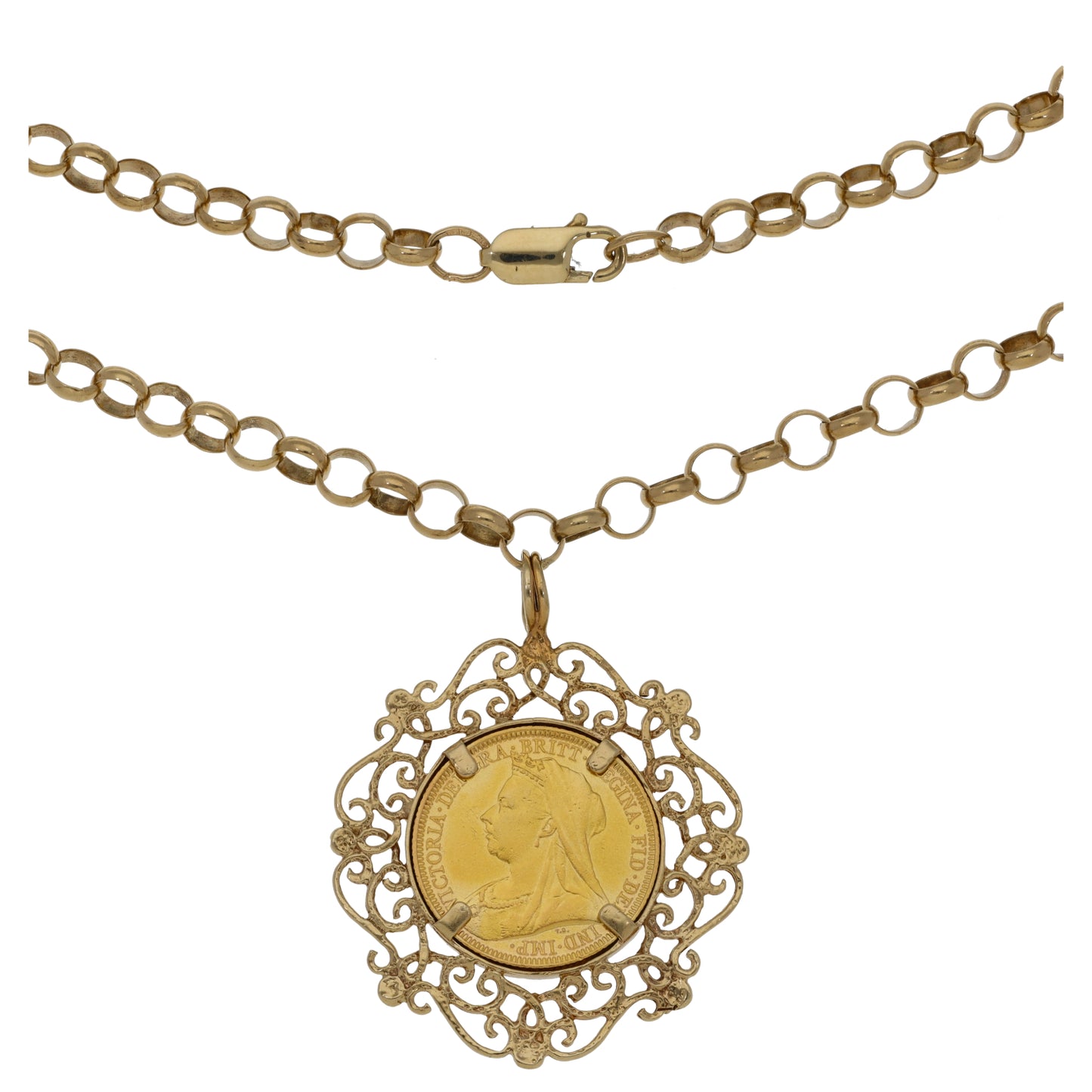 9ct Gold Full Sovereign Coin Pendant With Chain