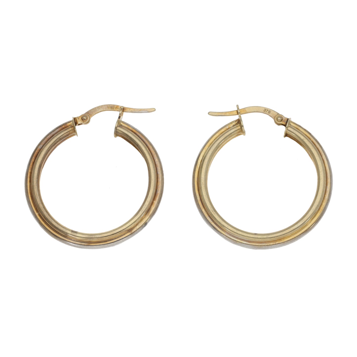 9ct Bi-Colour Gold Hoop Earrings