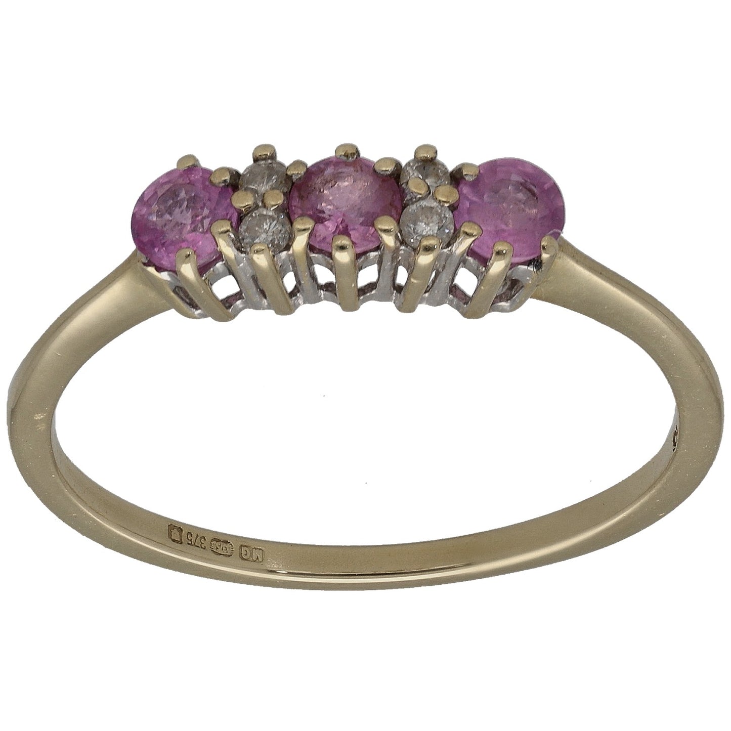 9ct Gold Sapphire & 0.02ct Diamond Dress/Cocktail Ring Size R